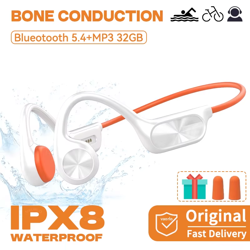 Bone Conduction Wireless Headphone IPX8 Waterproof Swimming Headset Bluetooth 5.