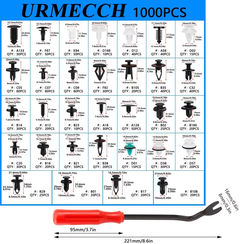 1000Pcs Screw Fit Rivet Trim Clips Panel Bumper Wheel Arch Lining Door for Ford