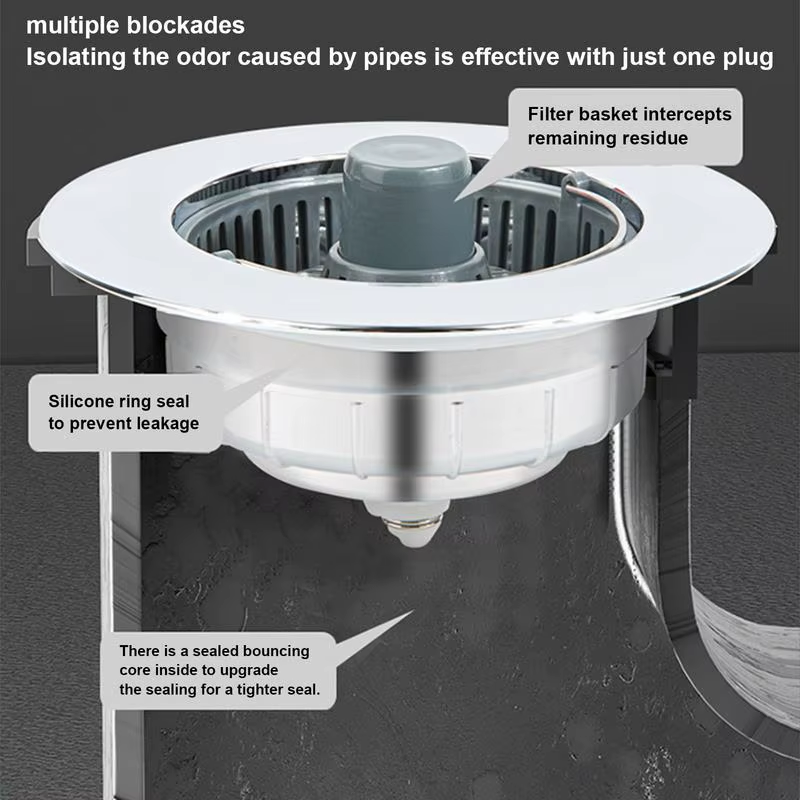 Sink Drain Stopper Anti-Clogging Pop-Up Drain Stopper Odor-Resistant Overflow Dr