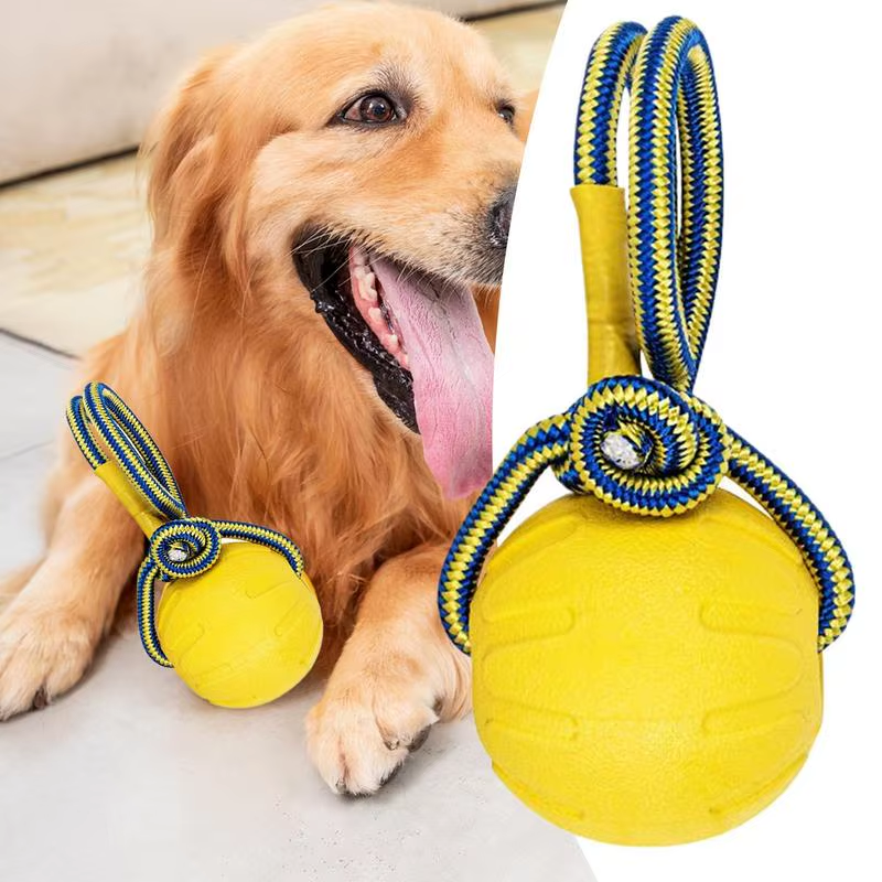 Dog Jolly Ball Indestructible Chewing Training Ball with Handle Interactive Pupp