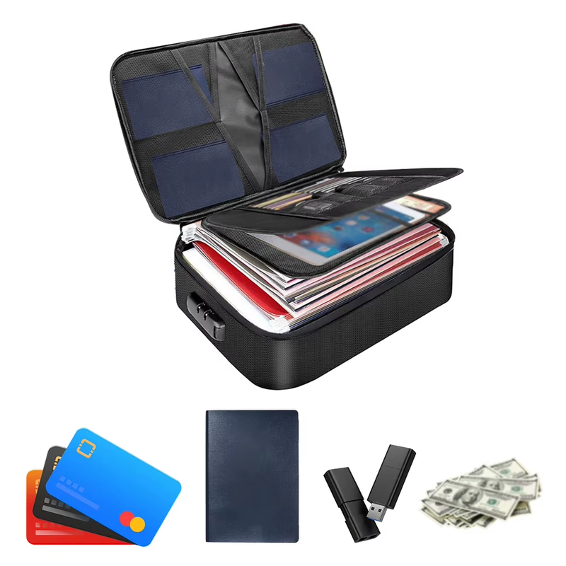 Document Organizer with Lock Fire Box Safe Fireproof Waterproof Box File Storage