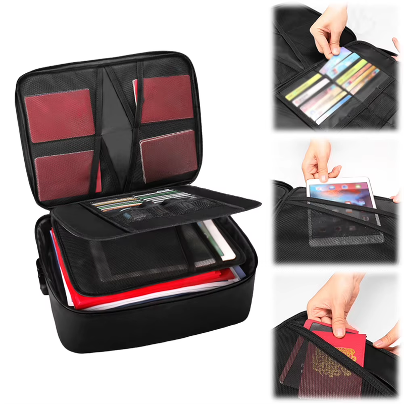Document Organizer with Lock Fire Box Safe Fireproof Waterproof Box File Storage