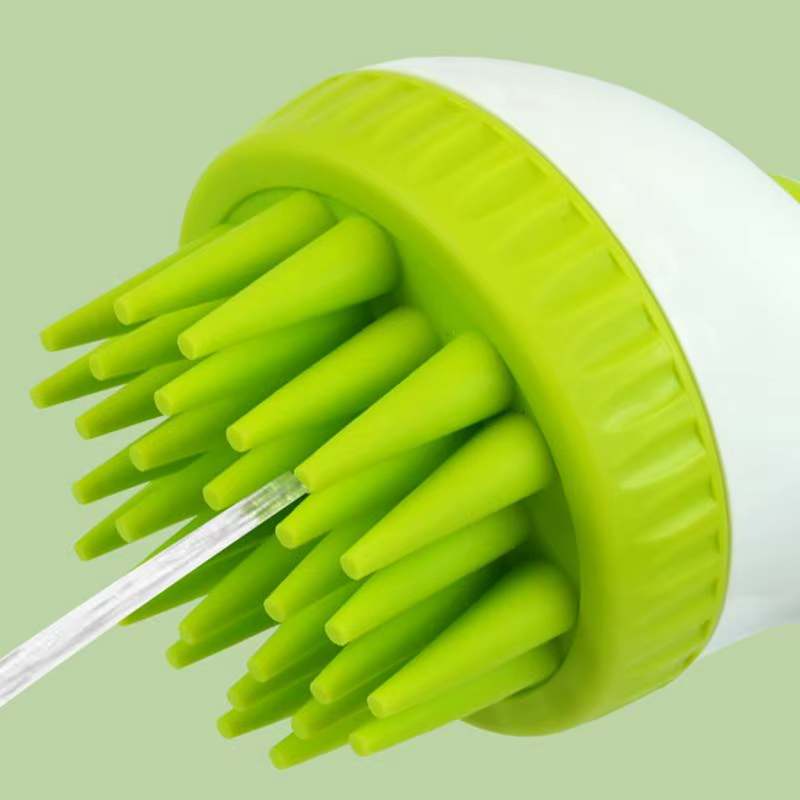 Dog Shampoo Brush Puppy Scalp Exfoliator Massager Long Handle Press Shampoo Brus