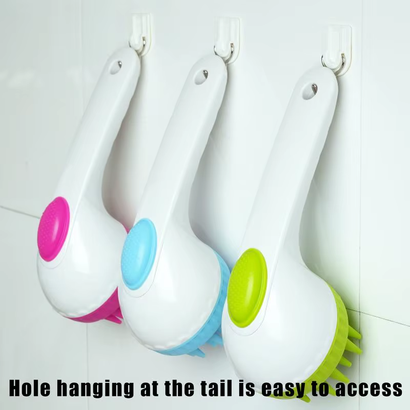 Dog Shampoo Brush Puppy Scalp Exfoliator Massager Long Handle Press Shampoo Brus
