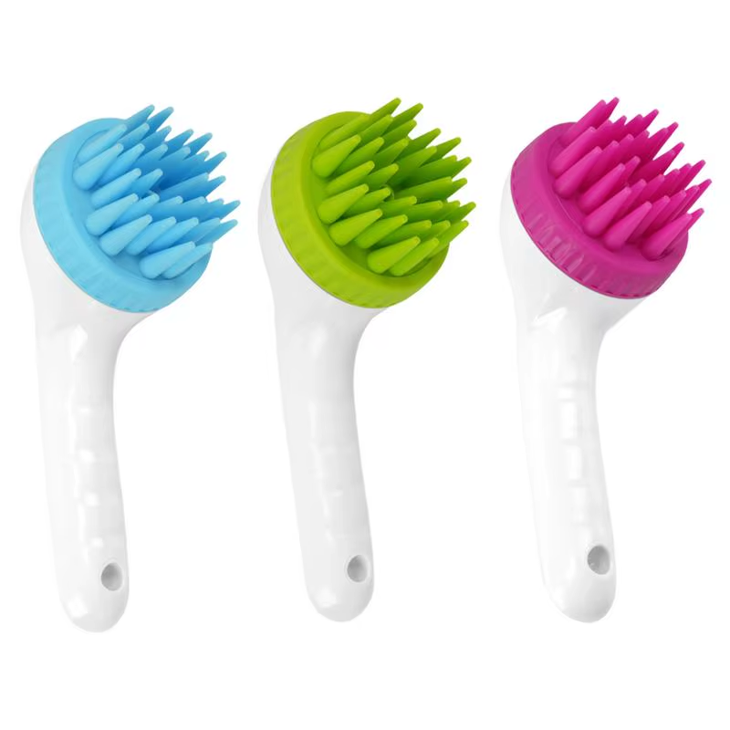 Dog Shampoo Brush Puppy Scalp Exfoliator Massager Long Handle Press Shampoo Brus