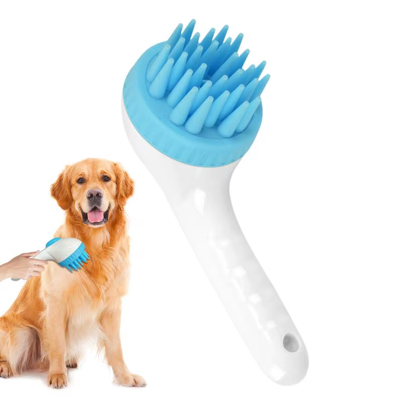 Dog Shampoo Brush Puppy Scalp Exfoliator Massager Long Handle Press Shampoo Brus