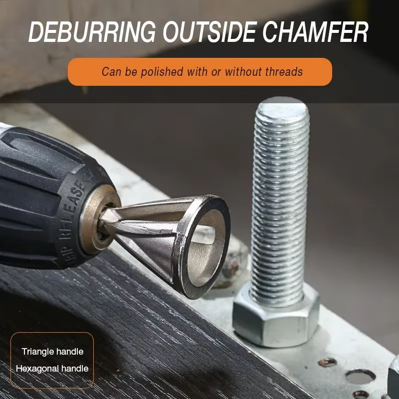 Deburring External Chamfer Tool Metal Hex Triangle Trimming Drill Bit for Stainl