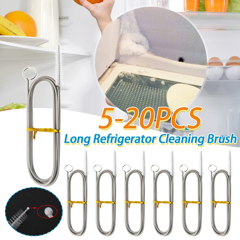 5-20PCS Flexible Drain Brush Stainless Steel Long Refrigerator Cleaning Brush Pi