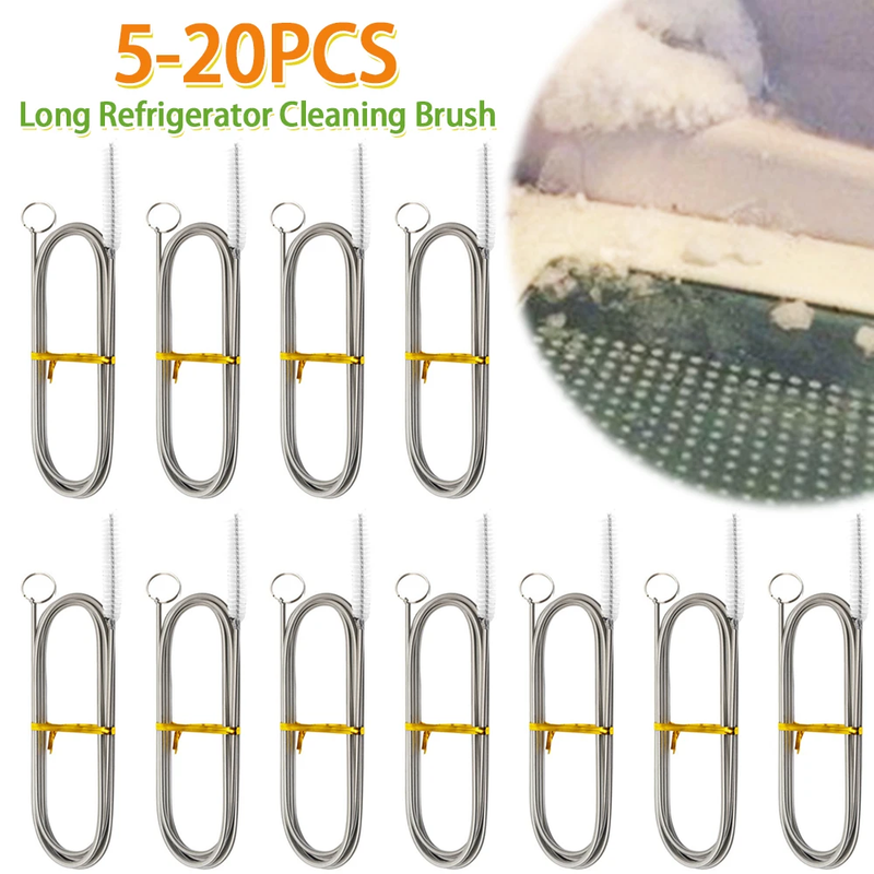 5-20PCS Flexible Drain Brush Stainless Steel Long Refrigerator Cleaning Brush Pi