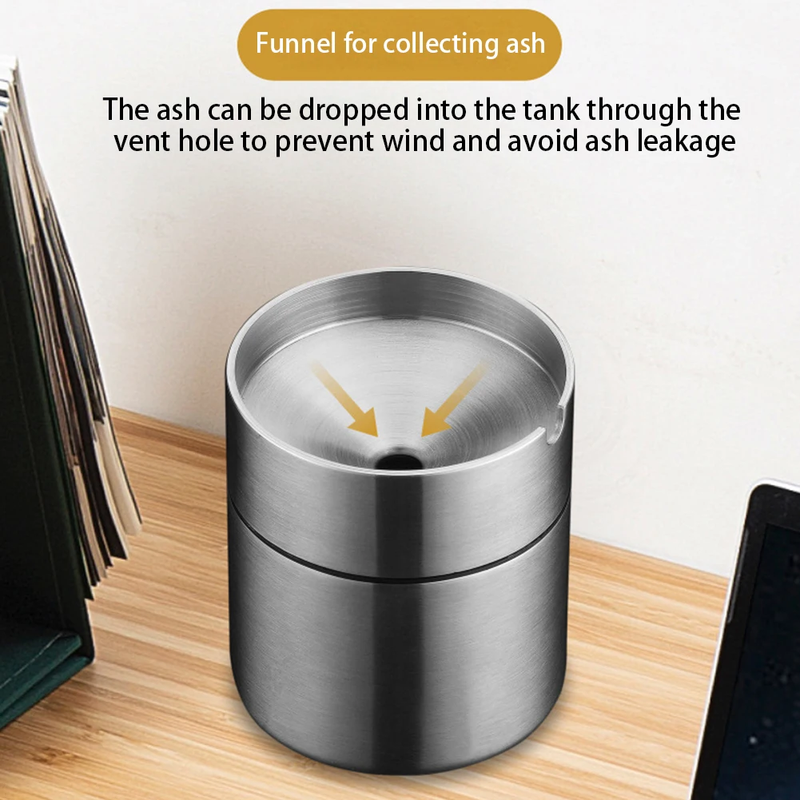 Car Ashtray with Lid Metal Auto Ashtray Smokeless Cigarette Ashtray Stainless St