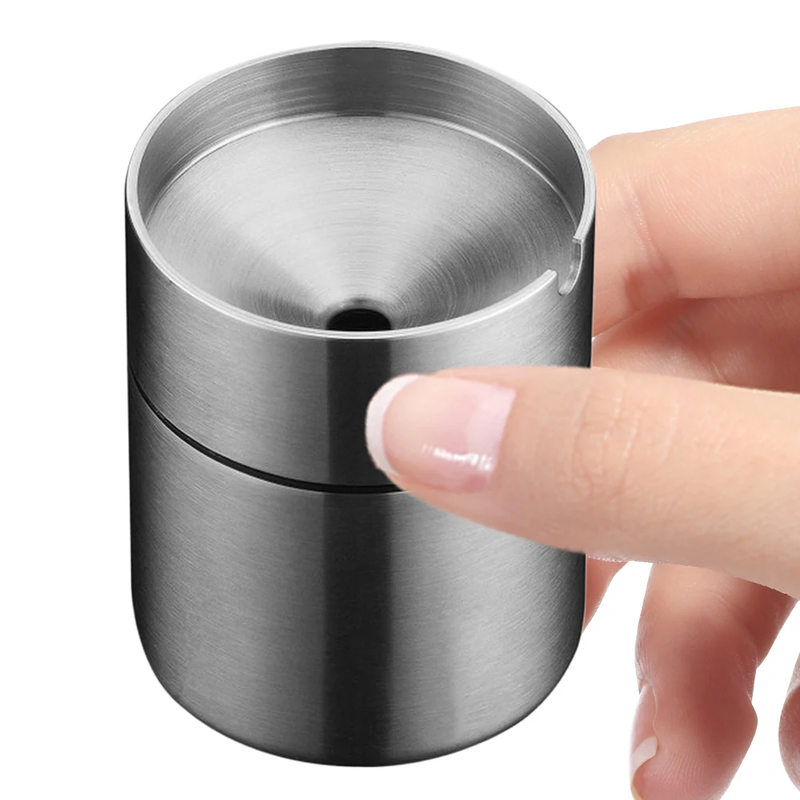 Car Ashtray with Lid Metal Auto Ashtray Smokeless Cigarette Ashtray Stainless St