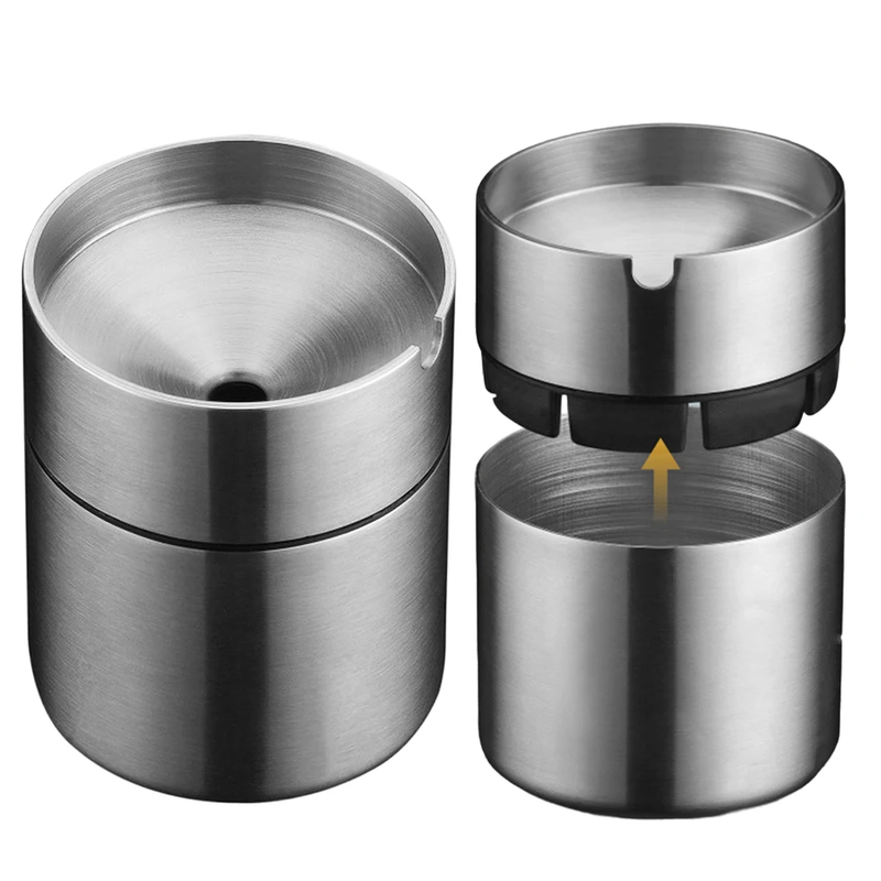 Car Ashtray with Lid Metal Auto Ashtray Smokeless Cigarette Ashtray Stainless St