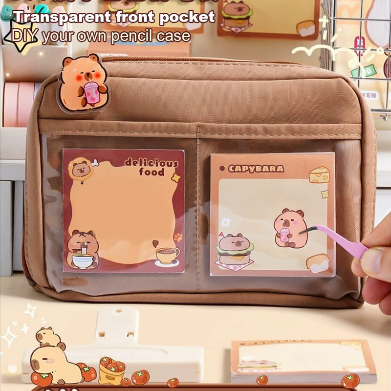 Cartoon Animal Stationery Suit Clips/Pen/Plush Pendants Cute Capybara Pencil Cas