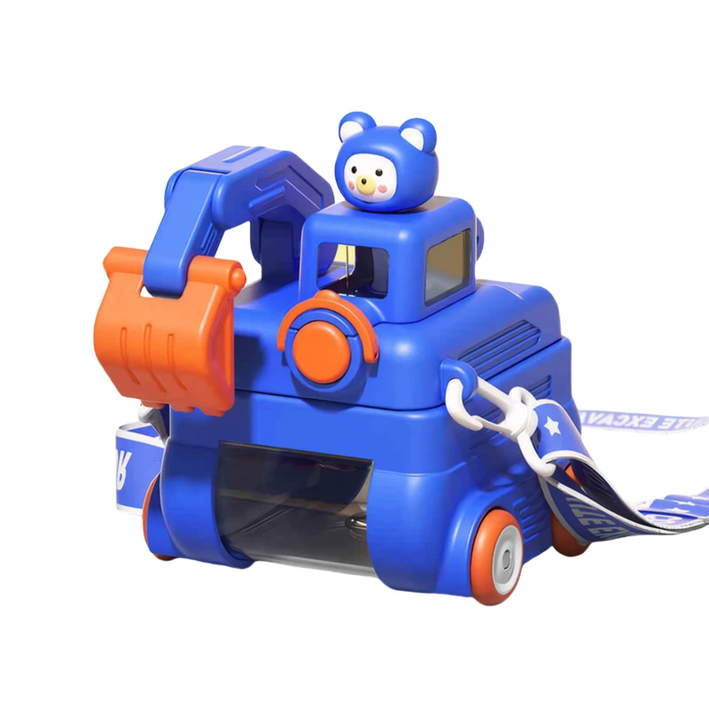 500ML Cartoon Excavator Water Cup Large Capacity Creative Plastic Mug Leakproof