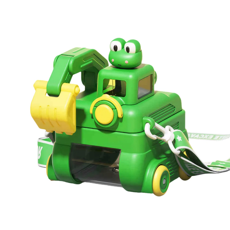 500ML Cartoon Excavator Water Cup Large Capacity Creative Plastic Mug Leakproof
