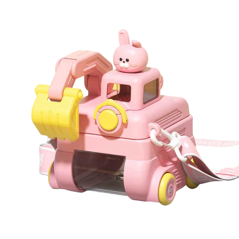 500ML Cartoon Excavator Water Cup Large Capacity Creative Plastic Mug Leakproof