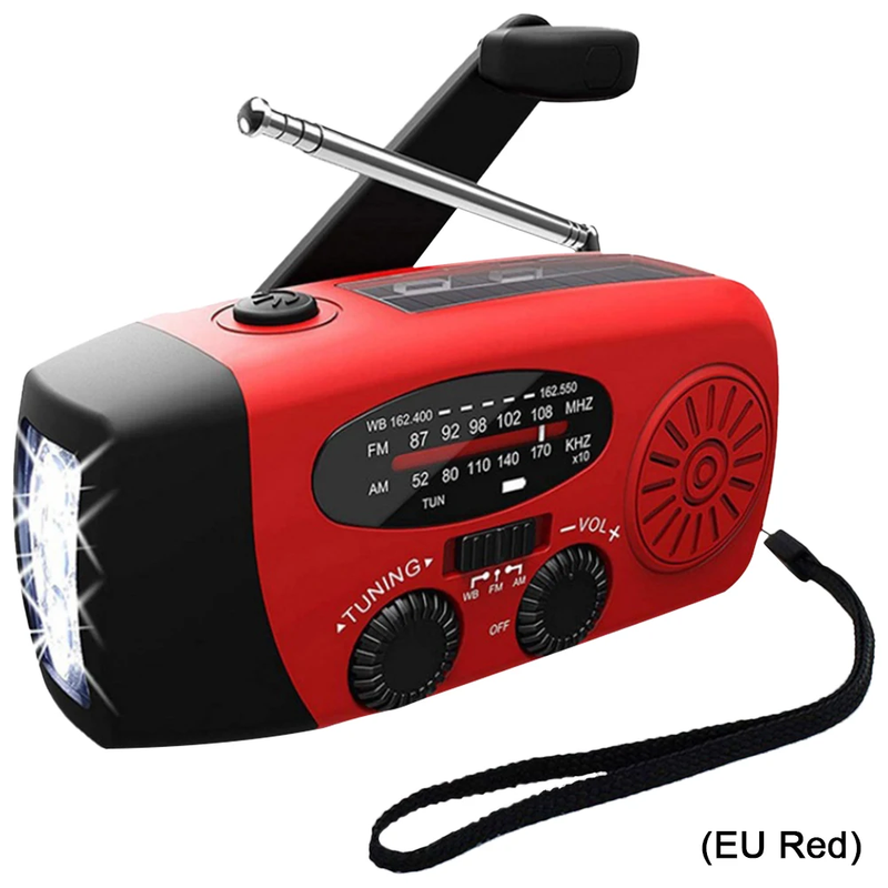 2000Mah Power Bank Charger with LED Flashlight Emergency Hand Crank Radio Solar