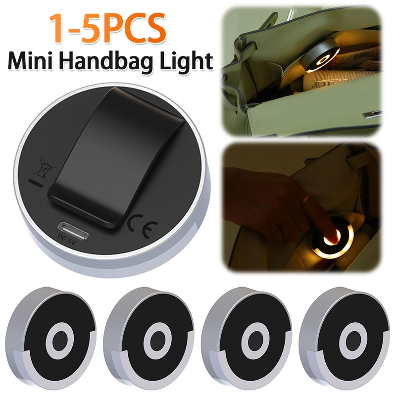 1-5PCS Lightweight Handbag Light with Automatic Sensor Storage Bag Lamp Hanging