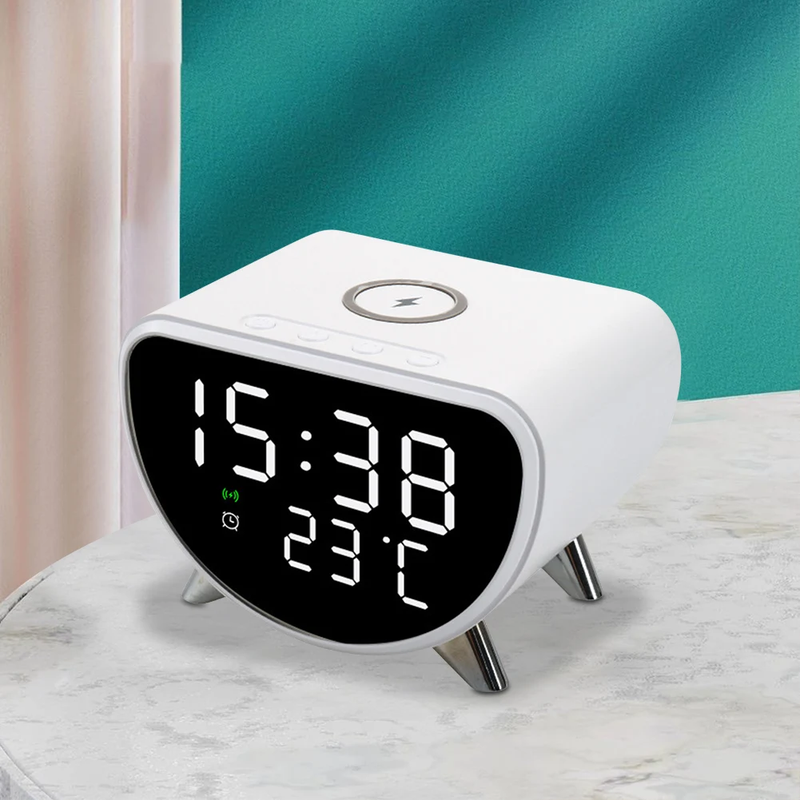 Desk Clock with Wireless Charging with Temperature Meter 15W Fast Wireless Charg