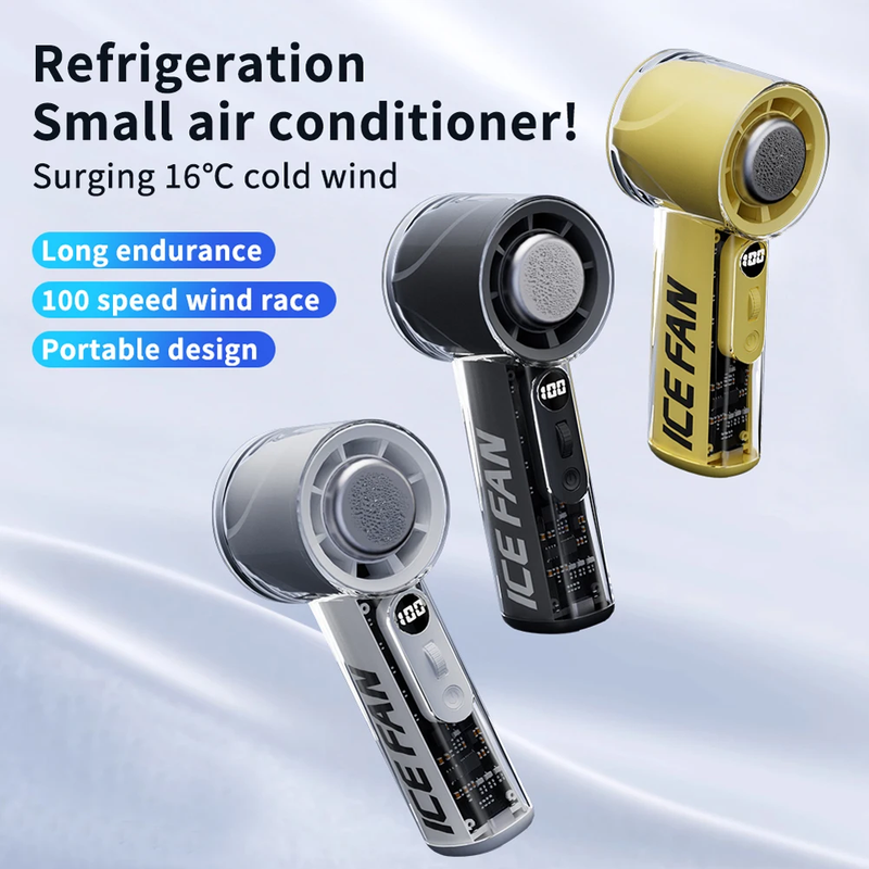 3000Mah Handheld Turbo Fan LED Digital Display Adjustable High-Speed Fan Recharg