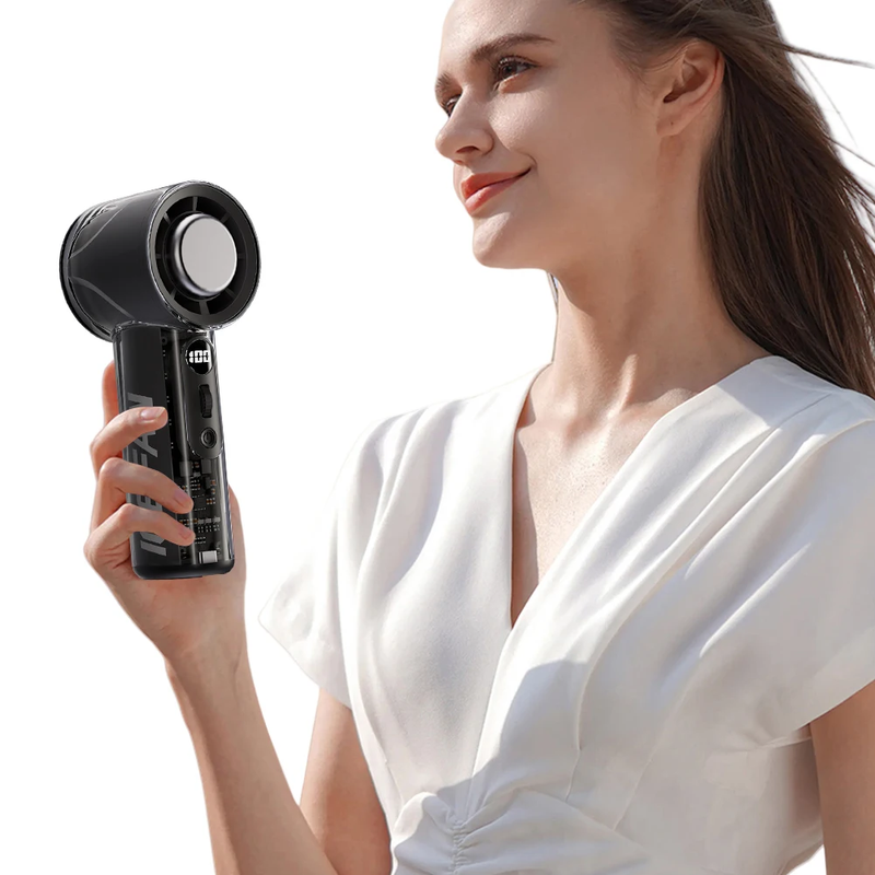 3000Mah Handheld Turbo Fan LED Digital Display Adjustable High-Speed Fan Recharg