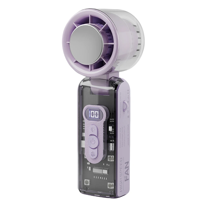 High Speed Turbo Fan with LED Light Rechargeable Foldable Personal Cooling Fan L