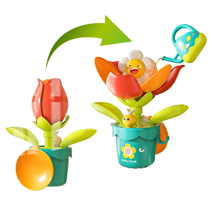 Flower Sprinkler with Watering Can Baby Funny Water Game with Suction Cup Bloomi