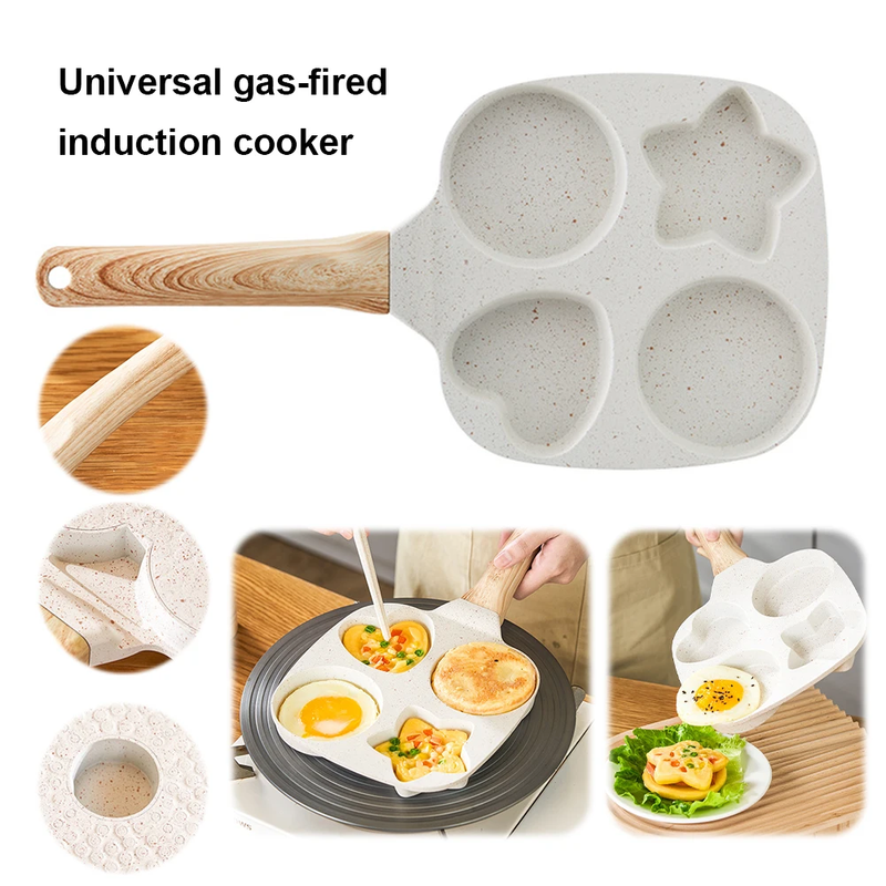 4-Cup Medical Stone Frying Pan Non-Slip Fried Egg Pan Wear Resist Divided Omelet