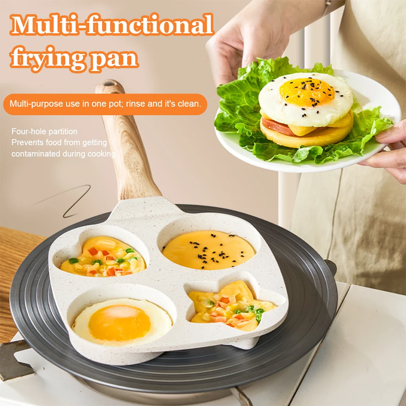 4-Cup Medical Stone Frying Pan Non-Slip Fried Egg Pan Wear Resist Divided Omelet