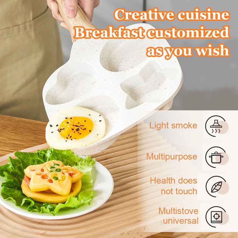 4-Cup Medical Stone Frying Pan Non-Slip Fried Egg Pan Wear Resist Divided Omelet