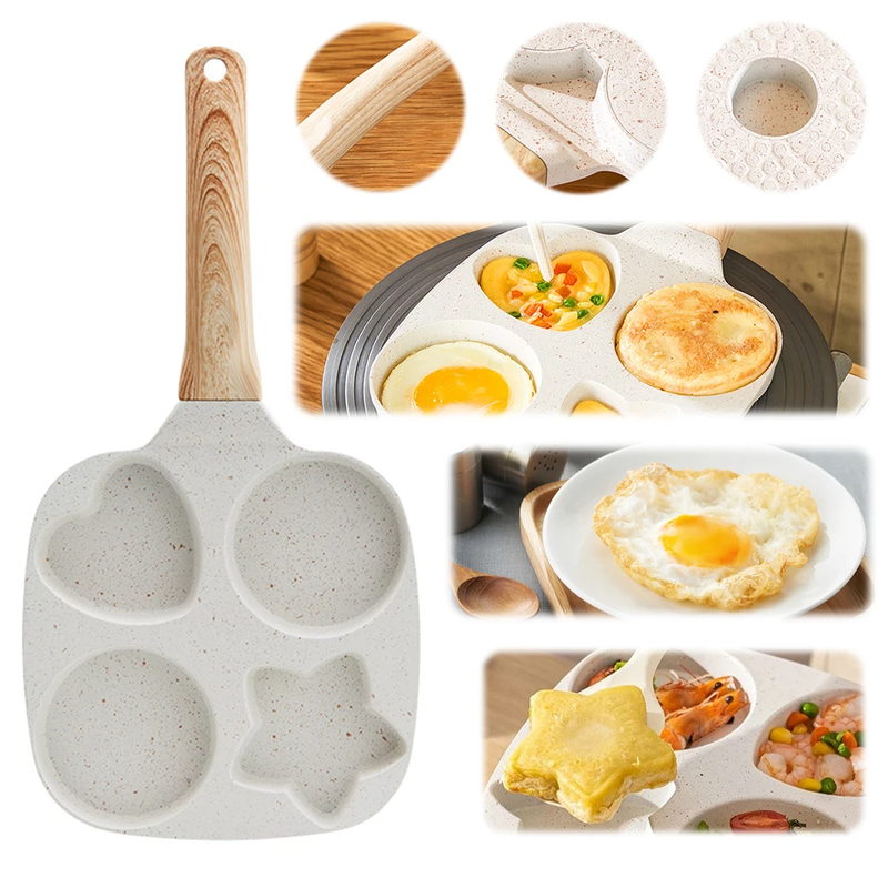 4-Cup Medical Stone Frying Pan Non-Slip Fried Egg Pan Wear Resist Divided Omelet