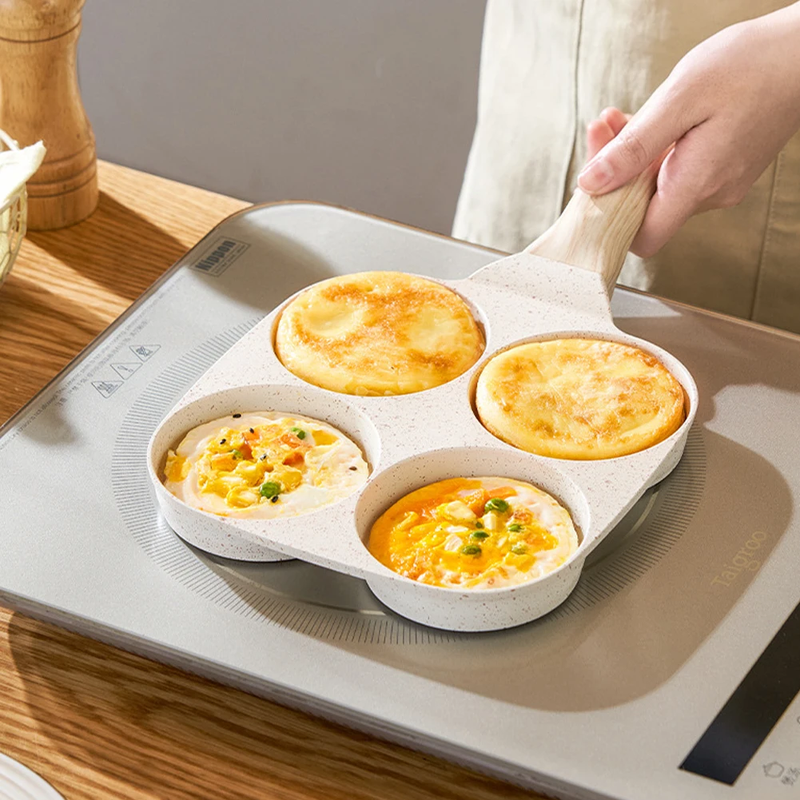 4-Cup Medical Stone Frying Pan Non-Slip Fried Egg Pan Wear Resist Divided Omelet