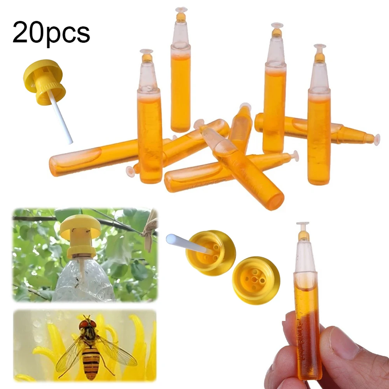 20Pcs Fruit Fly Attractor with Fly Attractant Liquid Pest Insect Catcher Reusabl