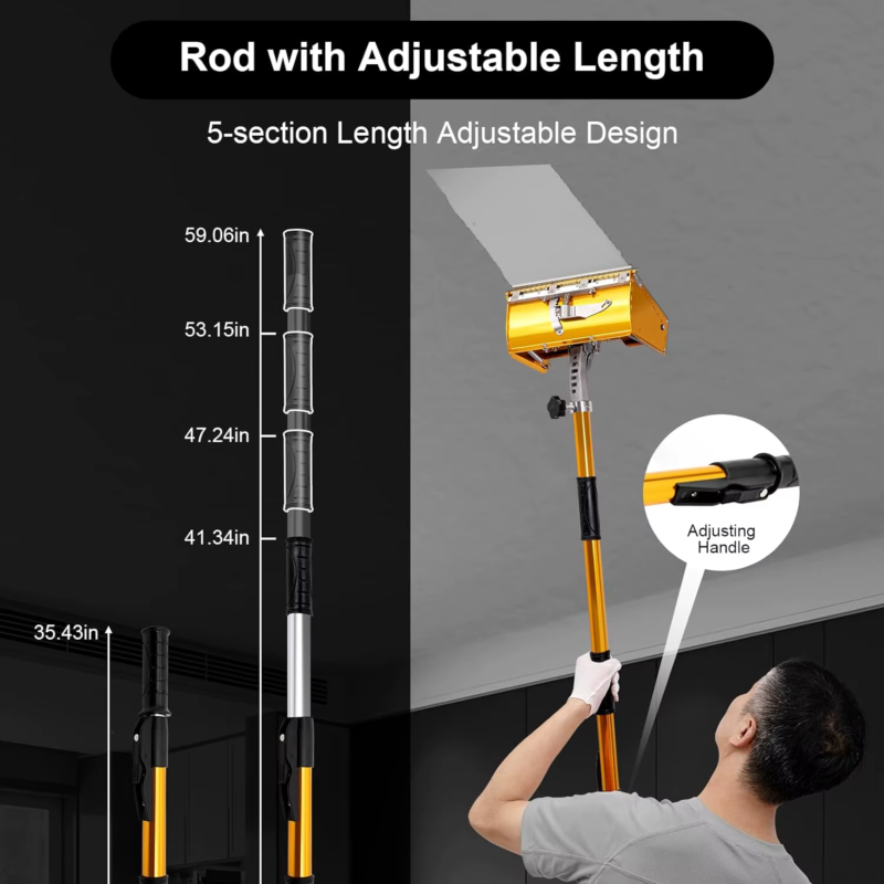 10'' Professional Drywall Flat Finishing Box Tool W/ 40-64 Inch Adjustable Handle