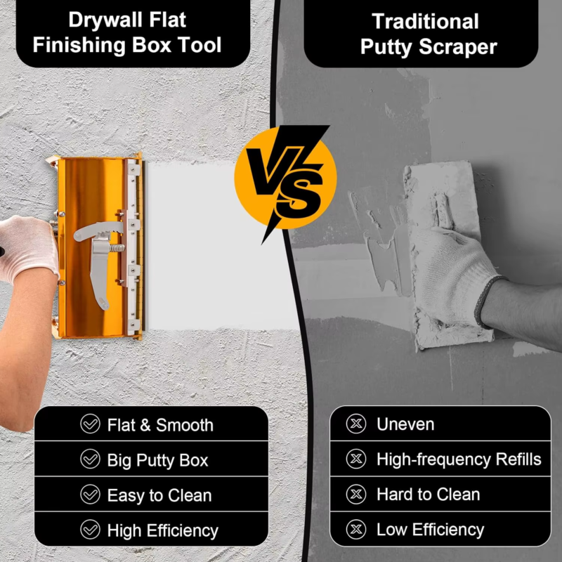10'' Professional Drywall Flat Finishing Box Tool W/ 40-64 Inch Adjustable Handle