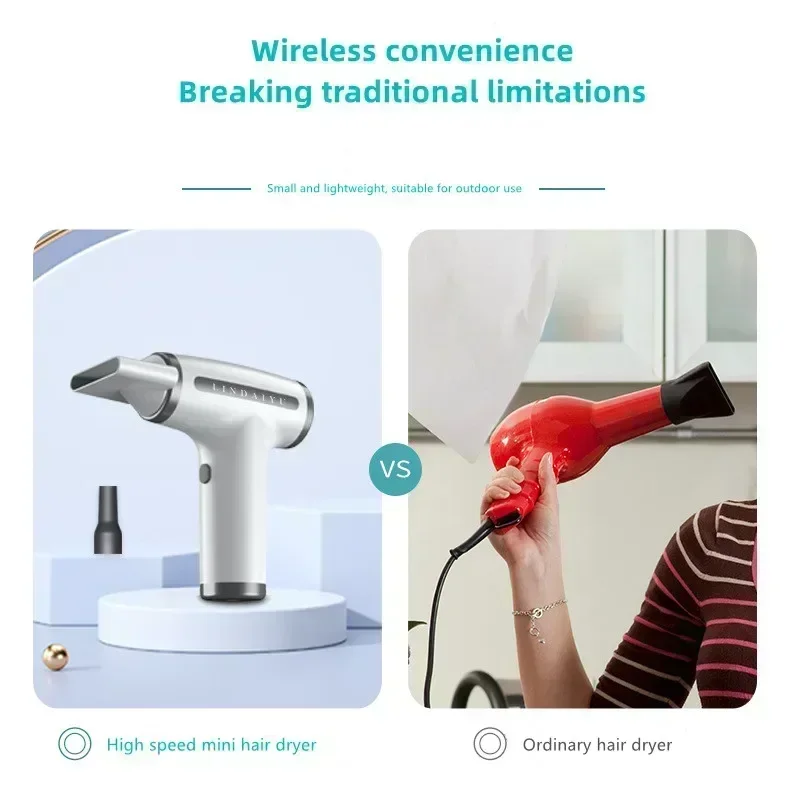 4 in 1 Wireless Hair Dryer Multifunctional Electric Air Duster Blower Travel Por