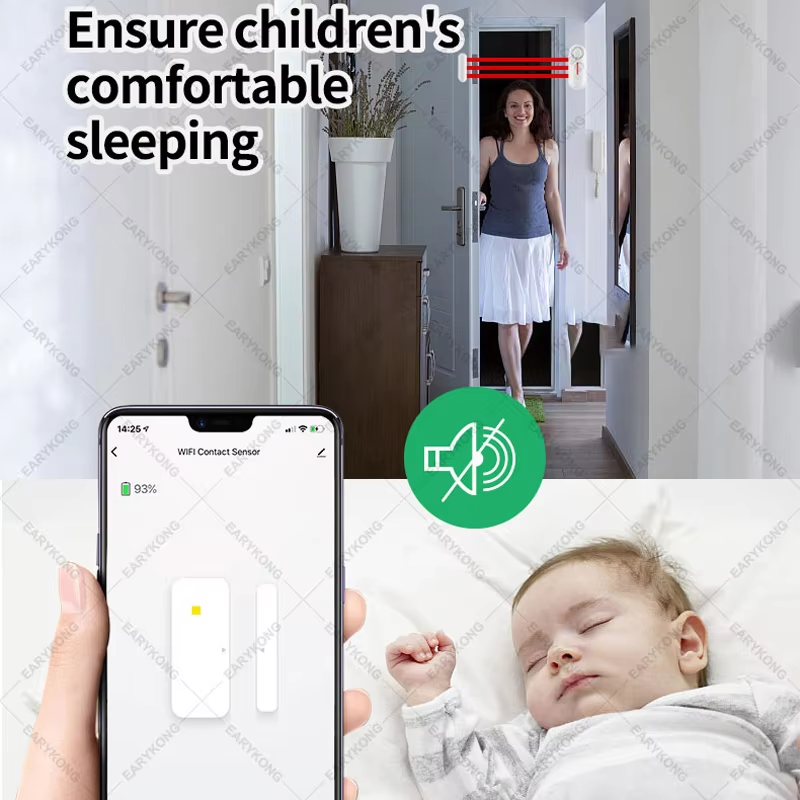 Wifi Door Window Sensor Wifi Security Alarm Door Open Closed Detectors Sound 0-1