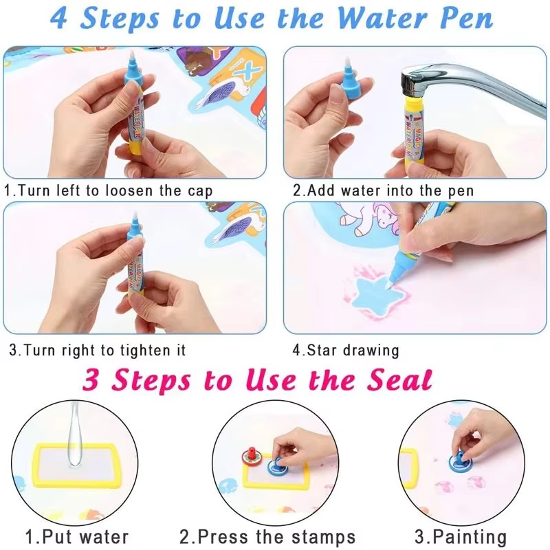 Coolplay Magic Water Drawing Mat Coloring Doodle Mat with Magic Pens Montessori