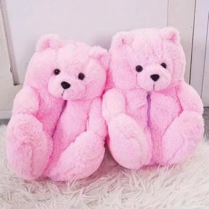Cartoon Bear Cotton Slippers Warm Cute Teddy Bear Slippers Oversize Indoor Home