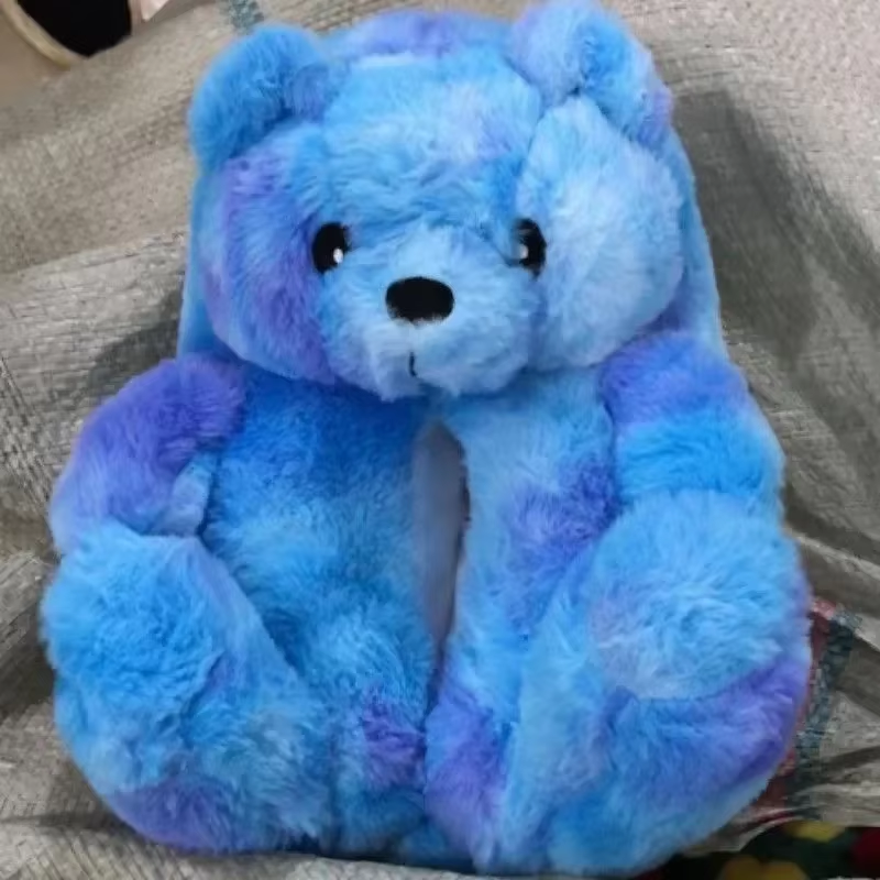 Cartoon Bear Cotton Slippers Warm Cute Teddy Bear Slippers Oversize Indoor Home