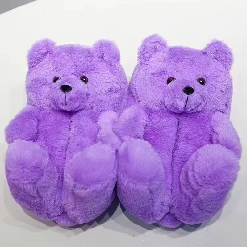 Cartoon Bear Cotton Slippers Warm Cute Teddy Bear Slippers Oversize Indoor Home