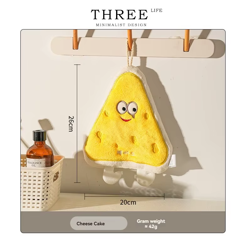 Cute Cartoon Hand Towel Hanging Kitchen Hand Wipe Quick Dry Wipe Three Layers of