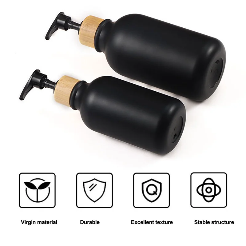 300/500Ml Soap Pump Dispenser Bathroom Shampoo Kitchen Dish Wood Pump Bottle Ref