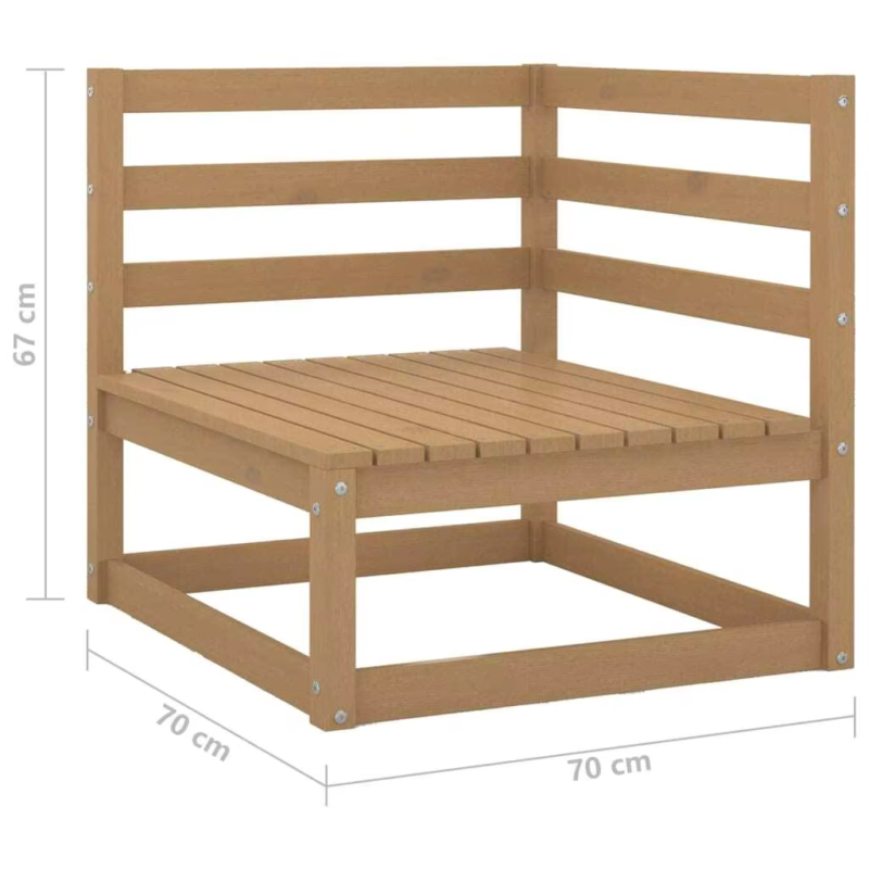 3-Piece Honey Brown Solid Pinewood Garden Lounge Set - Outdoor Seating Furniture