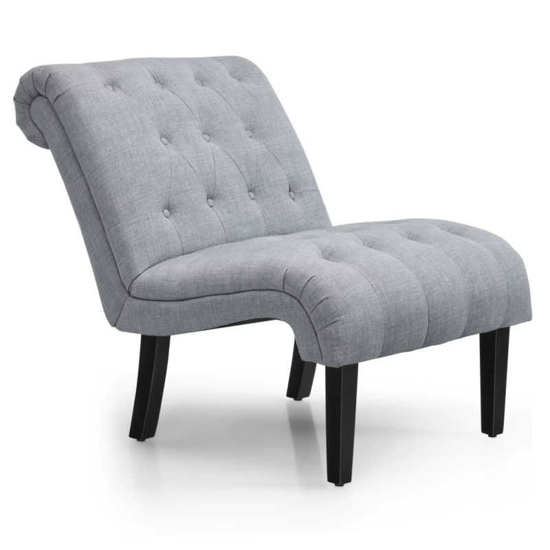 Armless Accent Chair Modern Leisure Chair W/ Solid Wood Legs & Adjustable Foot P