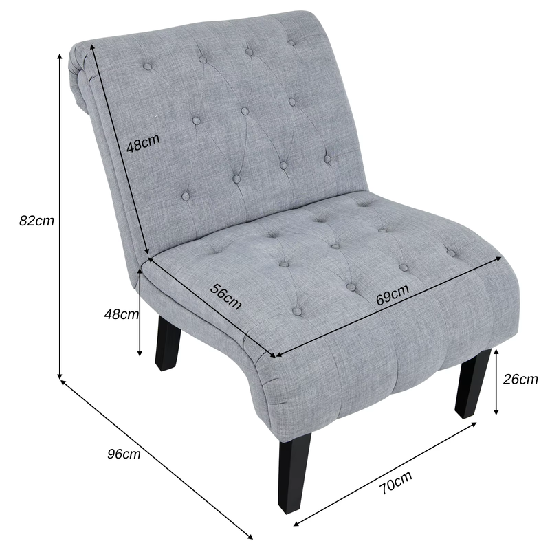 Armless Accent Chair Modern Leisure Chair W/ Solid Wood Legs & Adjustable Foot P