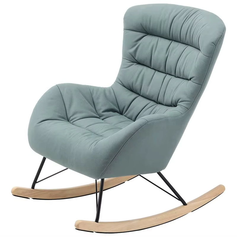 Cyan Wooden Rocking Chair for Living Room Bedroom