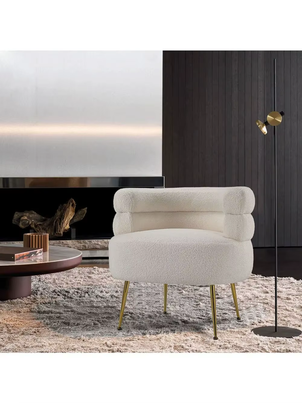 Curved Upholstered Single Sofa Accent Chair