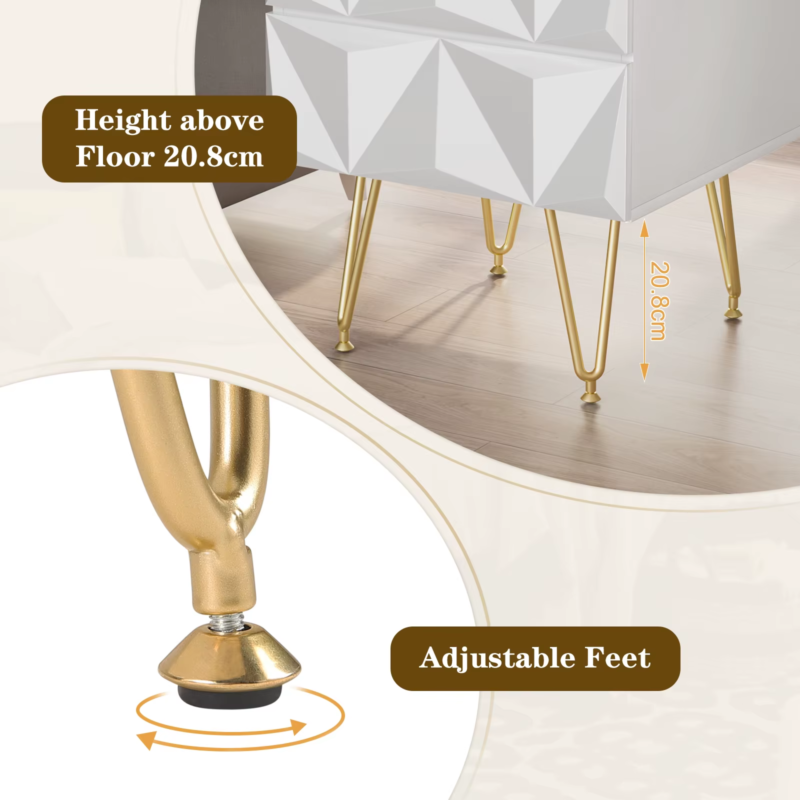 Bedside Table 40X53X40Cm Decorative Adult Nightstand Modern Storage Unit with 2