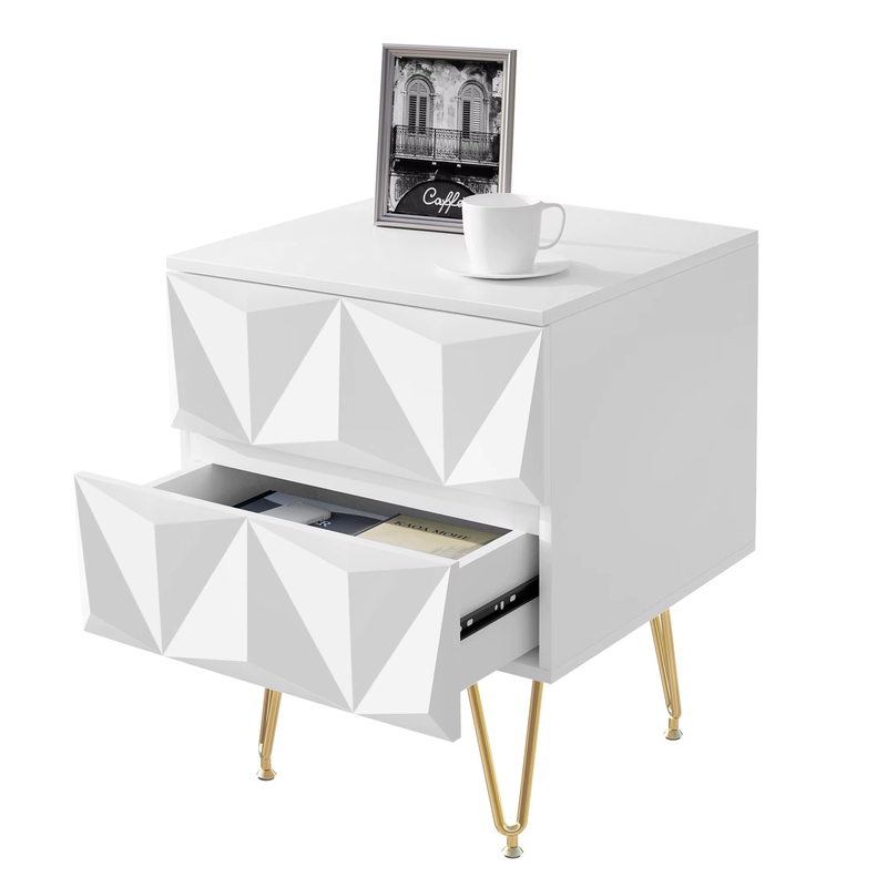 Bedside Table 40X53X40Cm Decorative Adult Nightstand Modern Storage Unit with 2